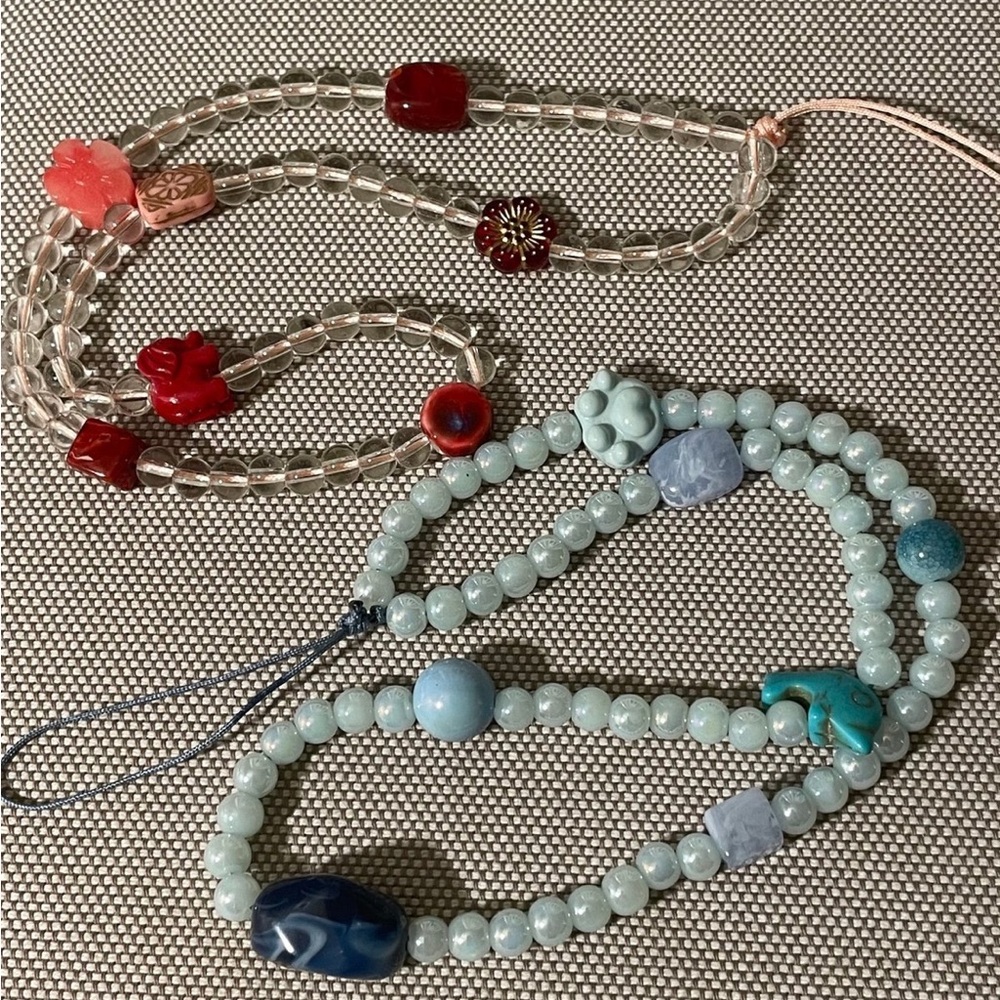 Colorful Beaded Phone Charm Set